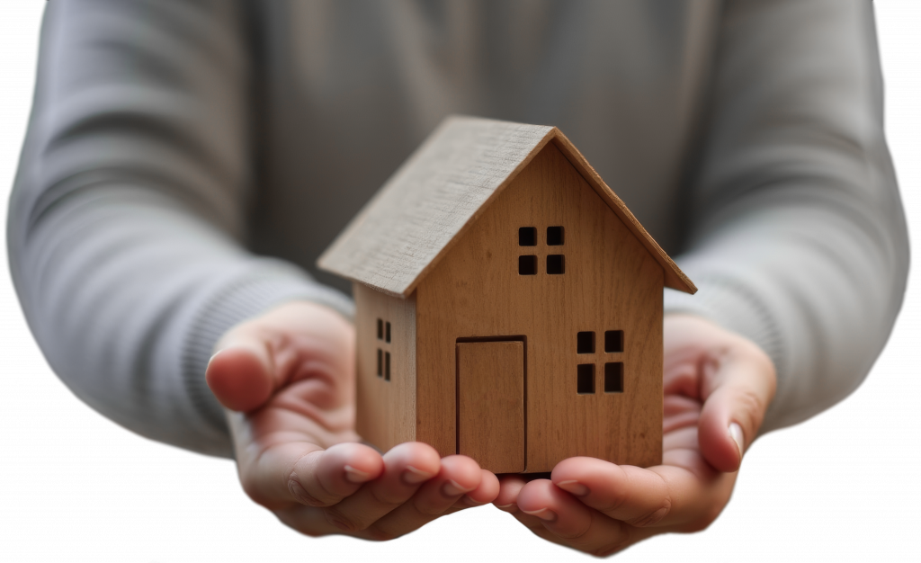 Hände halten ein kleines Haus zur Untermalung des Themas Immobilienerbe